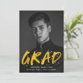 Graduierungspartei für Gelbfärbung Spritzer Foto Einladung (Stehend Vorderseite)