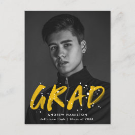 Graduierungspartei für Gelbfärbung Spritzer Foto Einladungspostkarte