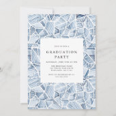 Graduierungspartei für geometrisches Indigoblau Einladung (Rückseite)