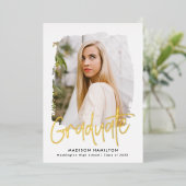 Graduierungspartei für Gold Foil Script-Foto Folieneinladung (Stehend vorne)