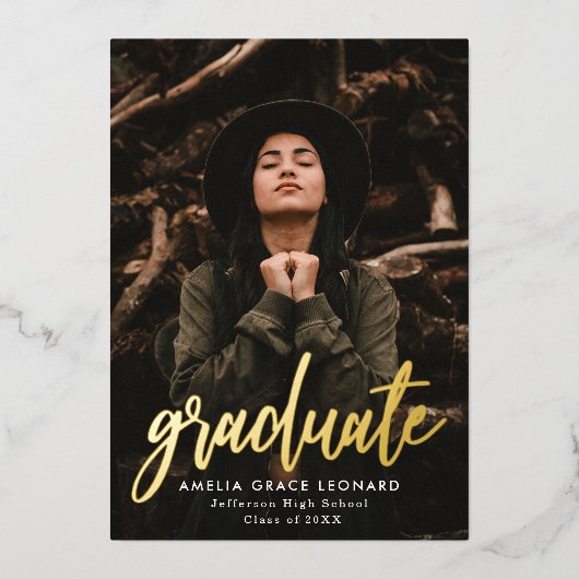 Graduierungspartei für Goldfolie Folieneinladung (Vorderseite)