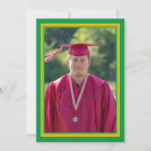 Graduierungspartei für grünes und goldenes Foto Einladung (Vorderseite)