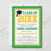 Graduierungspartei für grünes und goldenes Foto Einladung (Rückseite)