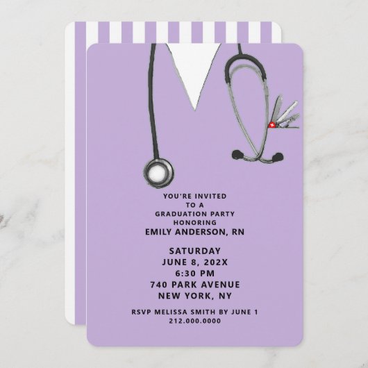 Graduierungspartei für Kreative Krankenschwester Einladung (Vorne/Hinten)