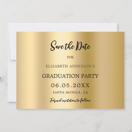 Graduierungspartei für Schwarzes Foto Save The Date (Rückseite)