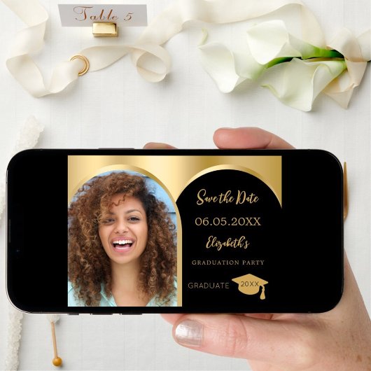 Graduierungspartei für Schwarzes Foto Save The Date