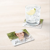 Graduierungspartei für Schwarzes Skript-Foto Rechteckiger Pappuntersetzer (Vor Ort)