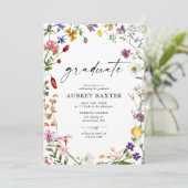 Graduierungspartei für Wasserfarben-Wildblume Einladung (Stehend Vorderseite)