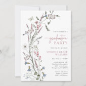 Graduierungspartei für Wasserfarben-Wildblume Einladung (Vorderseite)