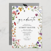 Graduierungspartei für Wasserfarben-Wildblume Einladung (Vorne/Hinten)