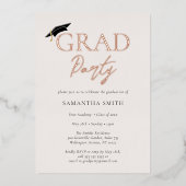 Graduierungspartei "Gold Foil Grad Cap Calligrafy" Folieneinladung (Vorderseite)