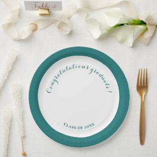 Graduierungspartei Green und White Simple Pappteller
