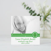 Graduierungspartei - Grüne und Weiße Einladung (Stehend Vorderseite)