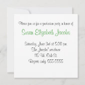 Graduierungspartei - Grüne und Weiße Einladung (Rückseite)