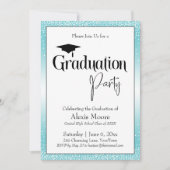 Graduierungspartei Helle Türkis Ombre Confetti Einladung (Vorderseite)