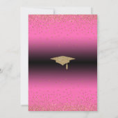 Graduierungspartei Hellrosa Ombre Confetti Einladung (Rückseite)