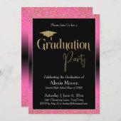 Graduierungspartei Hellrosa Ombre Confetti Einladung (Vorne/Hinten)