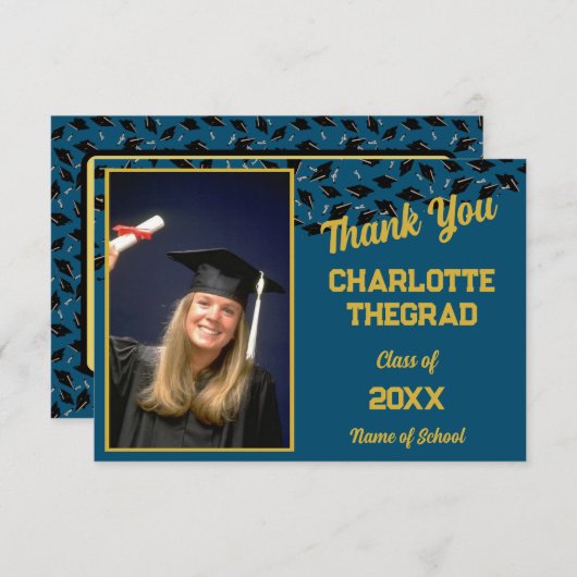Graduierungspartei Herzlichen Glückwunsch Persönli Dankeskarte (Vorne/Hinten)