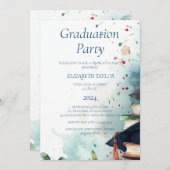 Graduierungspartei I Wasserfarbe 2 Einladung (Vorne/Hinten)
