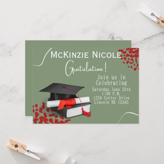 Graduierungspartei Karte (Vorderseite/Rückseite Beispiel)