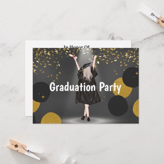 Graduierungspartei Karte (Vorderseite/Rückseite Beispiel)