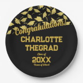 Graduierungspartei liefert Personalisiertes Schwar Pappteller (Vorderseite)