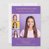 Graduierungspartei lila Foto Collage Einladung (Vorderseite)