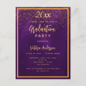 Graduierungspartei lila Goldfische Einladungspostkarte (Vorderseite)
