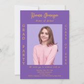 Graduierungspartei lila LavendelFoto Einladung (Vorderseite)