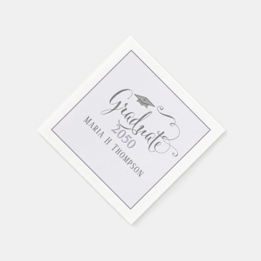 Graduierungspartei - Lila Skript Serviette (Ecke)