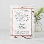 Graduierungspartei Marbleized Copper Typografie Einladung (Stehend Vorderseite)