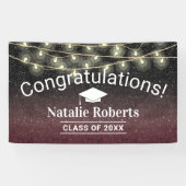 Graduierungspartei Moderner Burgund Roter Glitzer Banner (Horizontal)