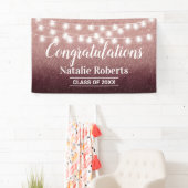 Graduierungspartei Modernes Burgund & Rose Gold Om Banner (Insitu)