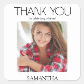 Graduierungspartei Modernes Foto Vielen Dank Quadratischer Aufkleber (Vorderseite)