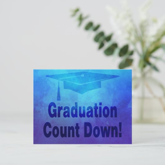 Graduierungspartei Modernes Save the Date Blau Postkarte (Stehend Vorderseite)