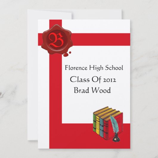 GRADUIERUNGSPARTEI, Monogramm des Siegels aus weiß Einladung (Vorderseite)