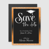 Graduierungspartei Orange Black Ombre Magnetkarte (Vorne/Hinten)