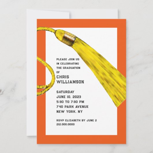 Graduierungspartei Orange Einladungen (Vorderseite)