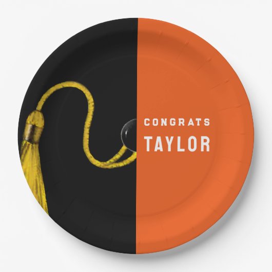 Graduierungspartei Orange Paper Teller (Vorderseite)