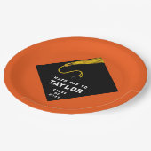 Graduierungspartei Orange Pappteller (Schrägansicht)