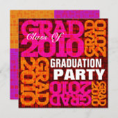 Graduierungspartei Orange Rosa Mosaik Einladung (Vorne/Hinten)