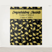 Graduierungspartei Personalisiertes Foto Op Black  Wandteppich (Vorderseite)