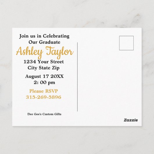 Graduierungspartei Postkarte (Rückseite)