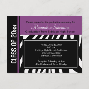 Graduierungspartei Postkarte Zebra Stripe Violet