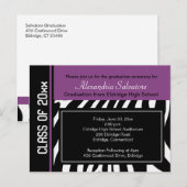 Graduierungspartei Postkarte Zebra Stripe Violet (Vorne/Hinten)