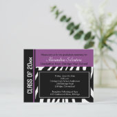 Graduierungspartei Postkarte Zebra Stripe Violet (Stehend Vorderseite)