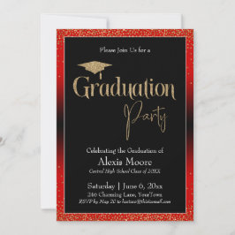 Graduierungspartei Red Ombre Confetti Einladung