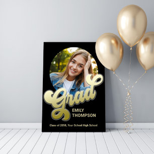 Graduierungspartei Retro Gold Custom Foto Poster