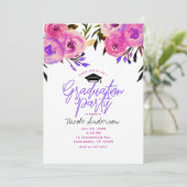 Graduierungspartei rosa Lila-hell Moderne bläserne Einladung (Stehend Vorderseite)