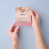 Graduierungspartei Rosa Rosa Gold Einladung Flyer (Gruppe)